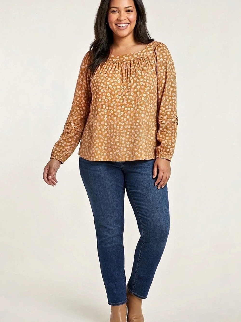 Lauren Conrad Floral Blouse in Orange & Pink XL Like New